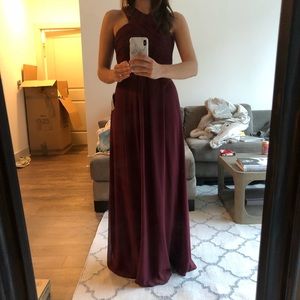 levkoff crisscross bodice chiffon gown